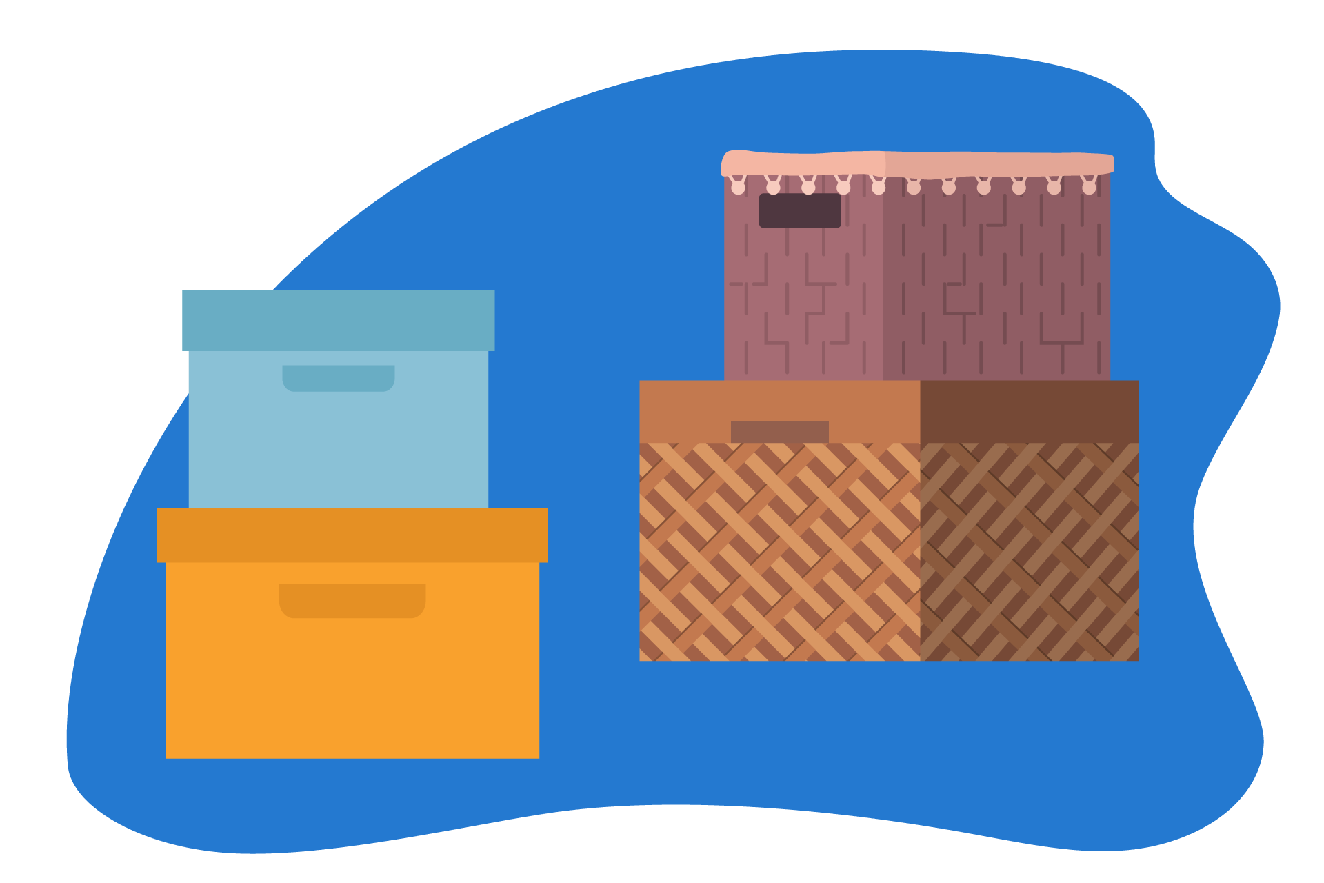 arrumação em caixas